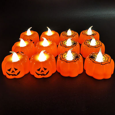 Décorations d'Halloween Porte-bougie à la citrouille LED Lampes de nuit Lampes de chandelier Ornements 8*12cm