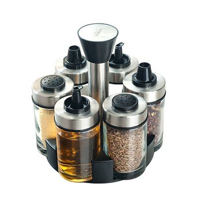 1.5KG distributeur de vinaigre d'huile Avec 360 porte-rouleaux et bouteilles en acier inoxydable