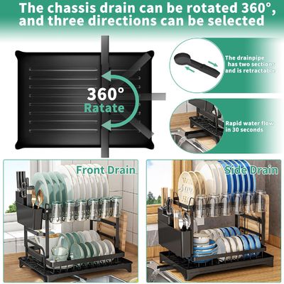 Plateau de séchage de vaisselle de cuisine avec drainboard à deux couches