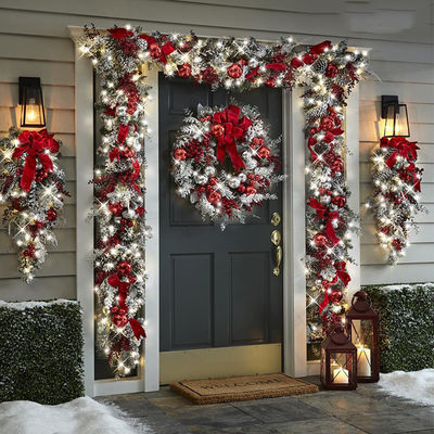 Logo personnalisé Porte d'entrée de Noël joyeux Guirlande de pin artificiel pour la décoration de fête