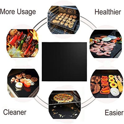 Mat grill BBQ non collant Mat de cuisson à l'épreuve du feu Charbon de bois outils d'œufs en fibre de verre pour la cuisson
