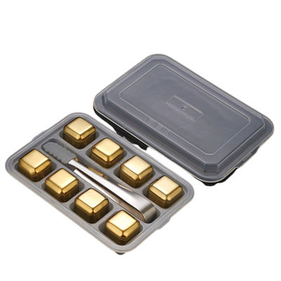 Stocké en acier inoxydable 304 Whiskey Stone Set cadeau 8 pièces par ensemble pour refroidir le vin rouge