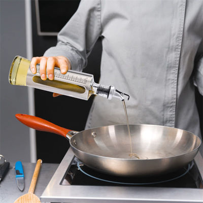 Dispensateur d' huile d' olive en acier inoxydable argenté de 500 ml Bouteille en verre avec tuyau de vidange