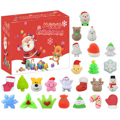 Calendrier de l'Avent de Noël 24 pièces Blind Box Cartoon Fidget Squishy Toy pour les enfants Ensemble de jouets