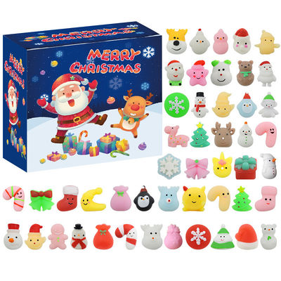 Calendrier de l'Avent de Noël 24 pièces Blind Box Cartoon Fidget Squishy Toy pour les enfants Ensemble de jouets