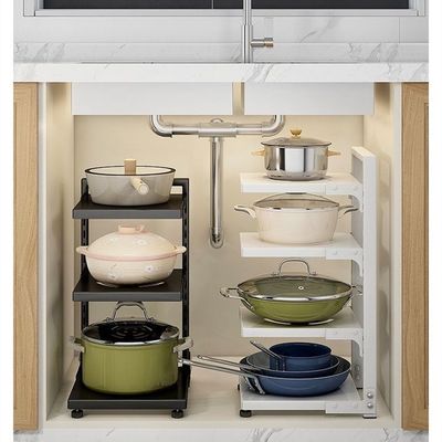 Organisez efficacement votre cuisine avec ce porte-pot en acier et l'organisateur sous l'évier