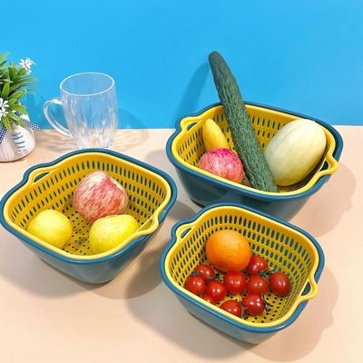 Entreposage de légumes ménagers 6 pièces en plastique à double couche multi-évacuation d'eau panier de drainage propre