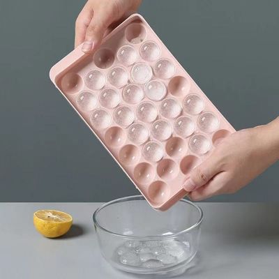 33 Cercle Cavité Boule ronde plateau de glace cube sphère en plastique moule de fabrication de billes de glace avec couvercle