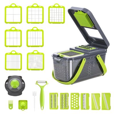 Coupeuse de légumes à 22 pièces avec poignée de panier de drainage et coupeuse de mandoline durable