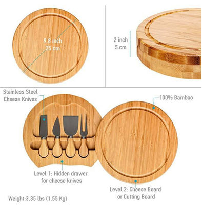 Tableau de fromage en bambou durable et ustensiles pour plateau de fromage plateau de charcuterie