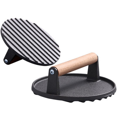 Presse à viande, steak, hamburger, rectangle, fer à griller en fonte, presses à bacon avec poignée en bois