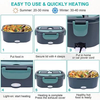 1L boîte de déjeuner électrique thermique chauffante avec conteneur alimentaire en acier inoxydable 304