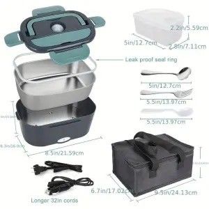 1L boîte de déjeuner électrique thermique chauffante avec conteneur alimentaire en acier inoxydable 304
