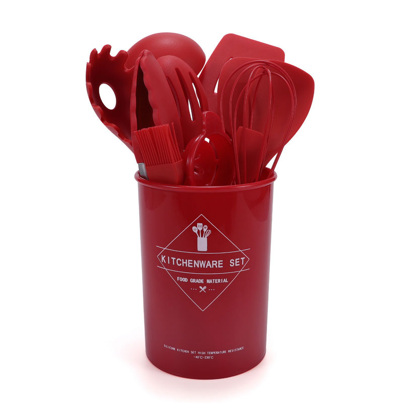 Spatula en silicone de cuisine avec seau de rangement 12 pièces ustensiles de cuisine de boulangerie antiadhésifs