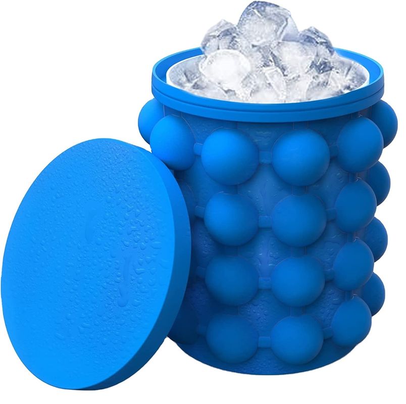 267 grammes de silicone portable demi-rond économisant de l'espace Seau de glace avec couvercle bleu/rouge/jaune
