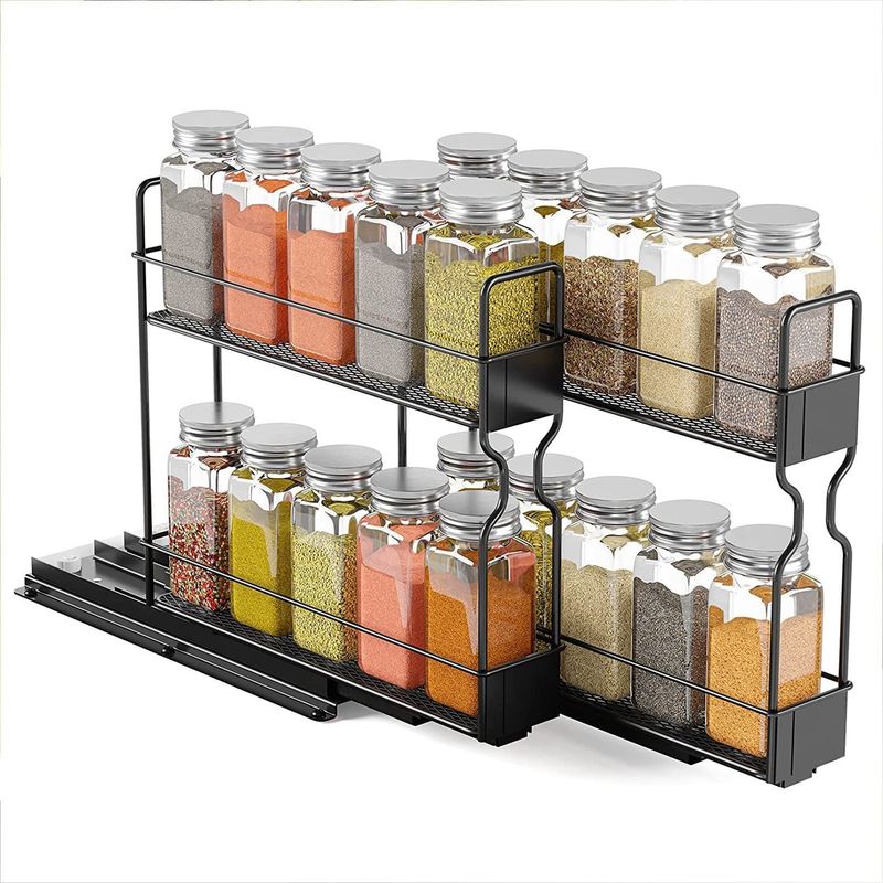 Logo personnalisé Bouteille d'épices de cuisine Jars 2 couches Plateau de rangement pour armoire de maison