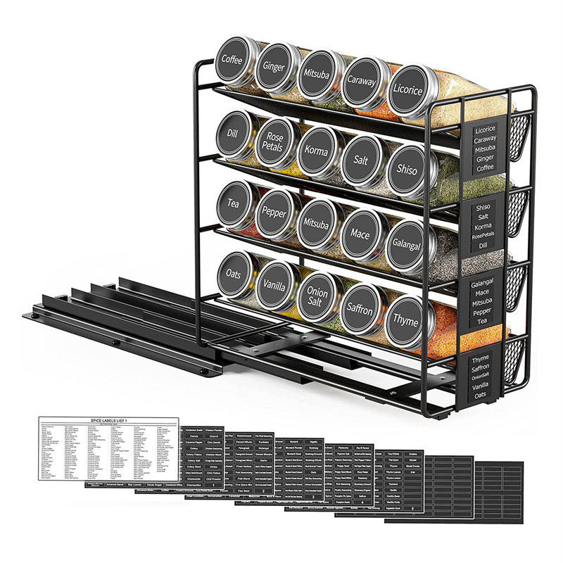 25.6*13*26cm noir rail coulissant de cuisine rack d'épices multi-couche de stockage organisateur de fer