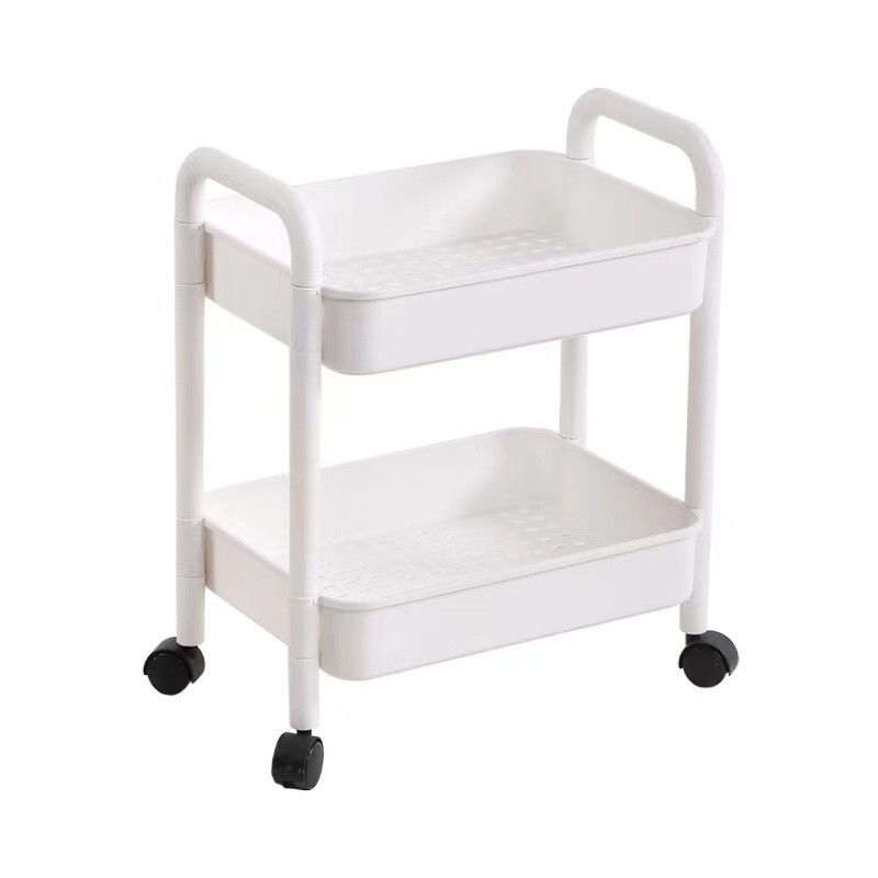 Conception fonctionnelle Étagère de rangement à deux niveaux avec roues pour cuisine salle de bain et chambre à coucher