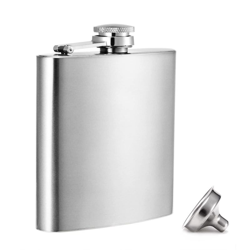Bouteille de vin en acier inoxydable recouverte de cuir pour hommes 8 oz Bouteille de hanche extérieure Taille du produit 93*122mm