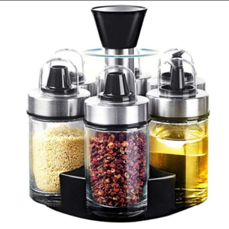 Un ensemble de pots en verre sans plomb pour les épices, en acier inoxydable de conception épaissie, capacité 1,5 kg.