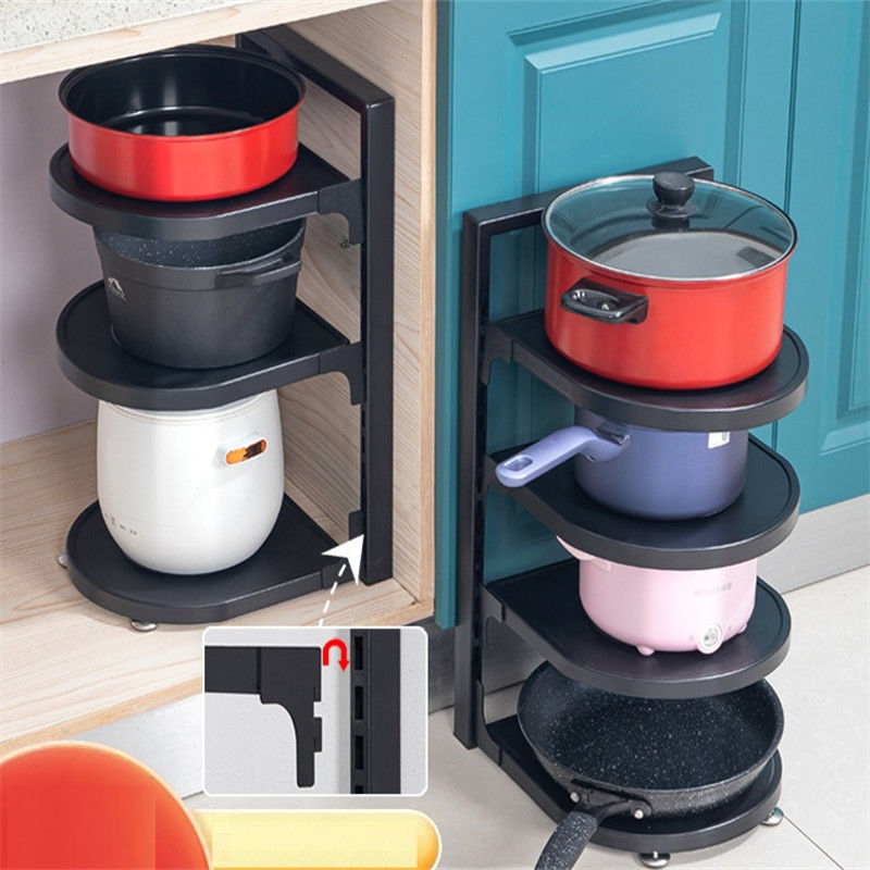 Organiseur de pots et de casseroles à 3 couches pour ranger des appareils de cuisine