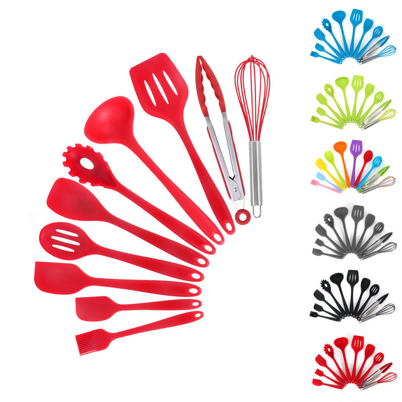Soutien au silicone vert pour la cuisson à haute température dans Nonstick 10 pièces Ensemble d'outils de cuisine