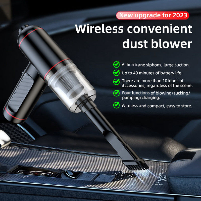 Puissant aspirateur de voiture 4 en 1 avec lampes LED à aspiration 6000PA et source d'alimentation USB