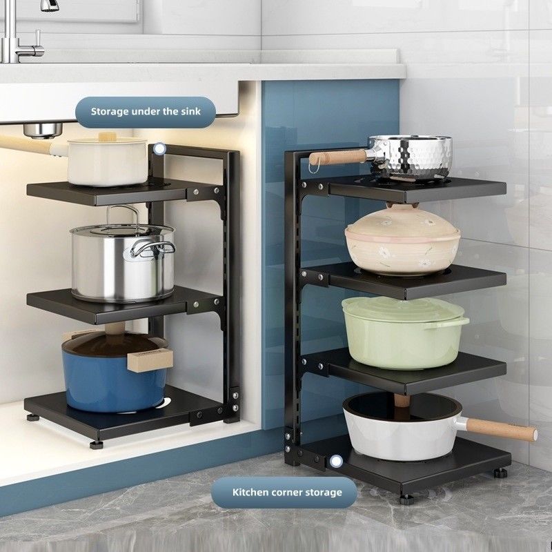 Organisez efficacement votre cuisine avec ce porte-pot en acier et l'organisateur sous l'évier