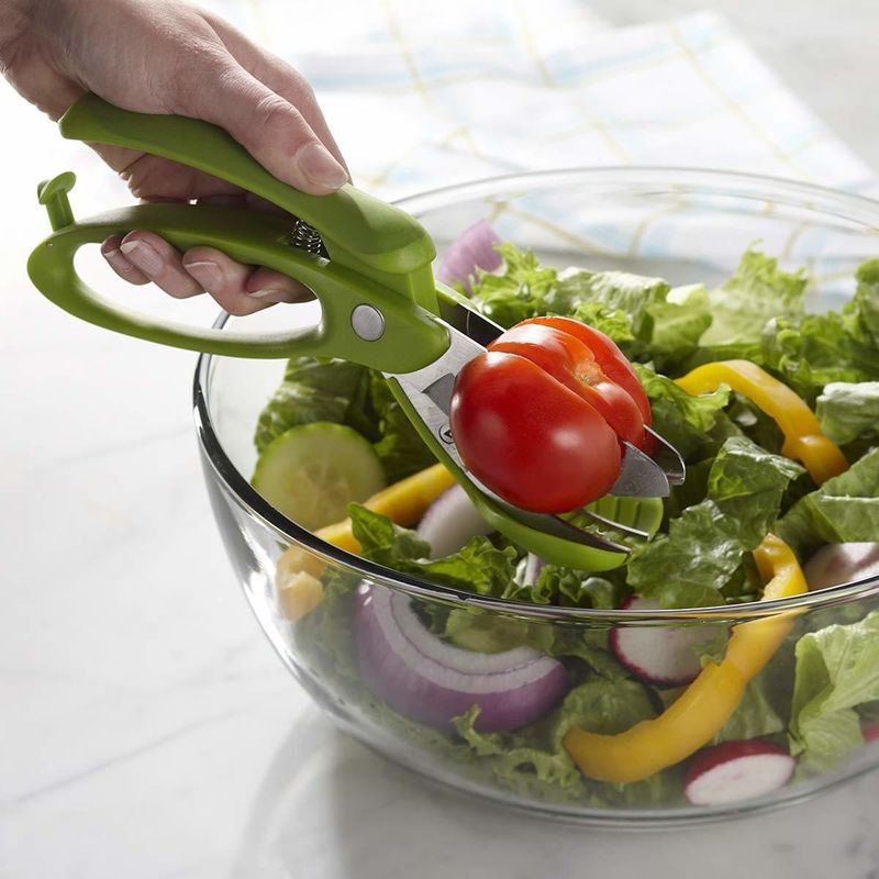 Ciseaux de salade avec poignée PP TPR Green Vegetable Chopper pour couper la salade