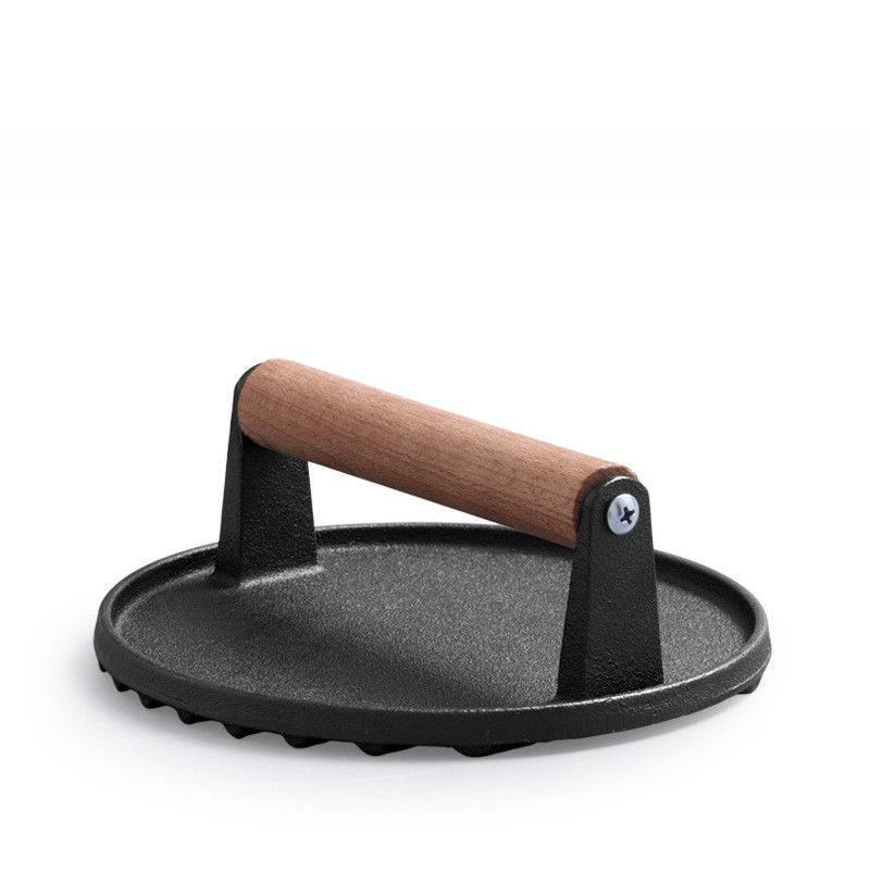 Presse à viande, steak, hamburger, rectangle, fer à griller en fonte, presses à bacon avec poignée en bois